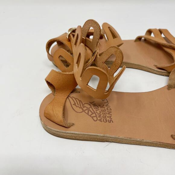 Ancient Greek Sandals Womens 37 Natural Brown Ankle Cut Out Leather Sandals 7 - Picture 2 of 10